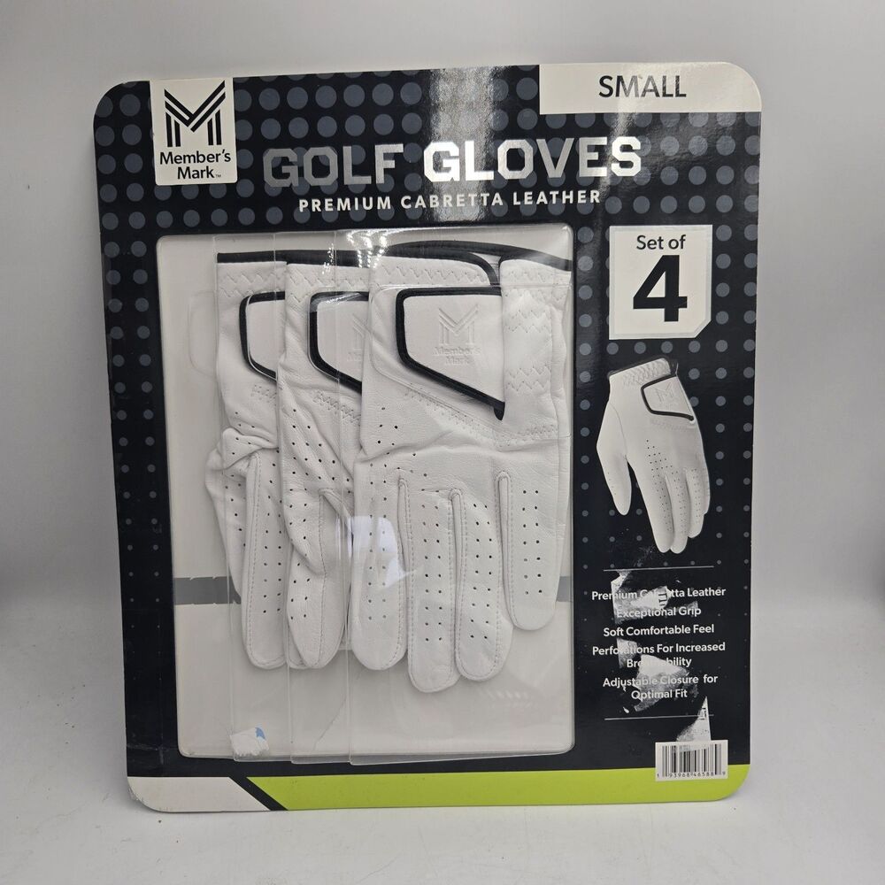 Member's Mark Golf Gloves Small Cabretta Leather White 3 Gloves Open Package